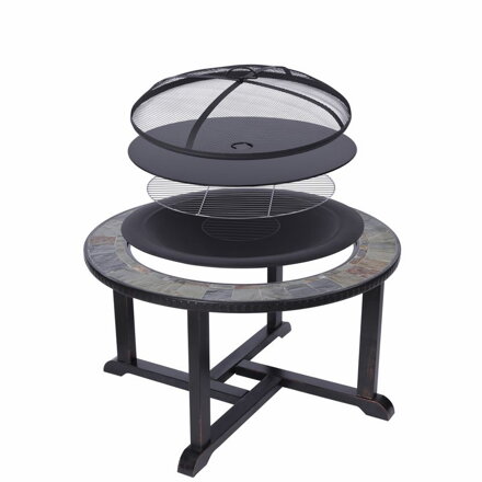 Ohnisko Strend Pro Grill, kovové, 4 stoličky, 105 cm