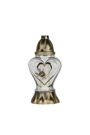 Kahanec Heart, číre sklo, 40 h, 110 g, 33 cm, na hrob, mix farieb, bal. 2 ks