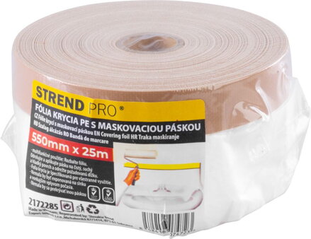 Fólia krycia Strend Pro, 550 mm, L-25 m, PE, s látkovou lepiacou páskou, zakrývacia, na podlahu Fólia krycia Strend Pro, 550 mm, L-25 m, PE, s látkovou lepiacou páskou, zakrývacia, na podlahu