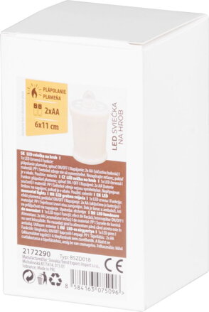 Sviečka MagicHome TG-18, LED, na hrob, biela, 11 cm, (súčasť balenia 2xAA) Sviečka MagicHome TG-18, LED, na hrob, biela, 11 cm, (súčasť balenia 2xAA)