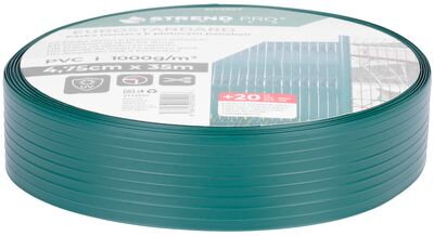 Páska Strend Pro EUROSTANDARD, 47,5 mm, L-35 m, tieniaca, zelená, krycia, na plotové panely, s 20 klipsami, 1200g/m2, PVC, RAL6005