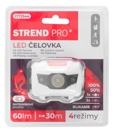 Čelovka Strend Pro Headlight HEM-003, LED+redLED, 60 lm, 3xAAA