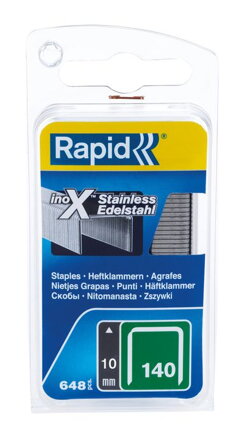 Spona RAPID 140, 10 mm, 648 ks nerezové sponky pre sponkovačky, spony