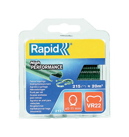Spona RAPID VR22, PVC zelená, 215 ks, sponky pre viazacie kliešte RAPID FP222 a FP20, pre drôt 5-11mm Spona RAPID VR22, PVC zelená, 215 ks, sponky pre viazacie kliešte RAPID FP222 a FP20, pre drôt 5-11mm