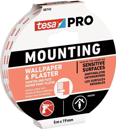 Páska tesa® Mounting PRO, montážna, na tapety a omietky, 19 mm, L-5 m