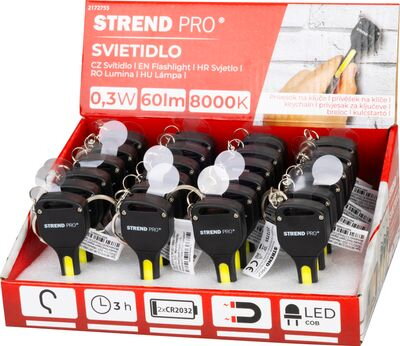 Svietidlo Strend Pro Keychain, kľúčenka, prívesok, s magnetom, LED 60 lm, 75x30 mm, Sellbox 24 ks