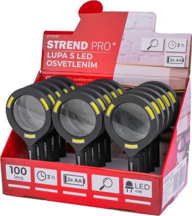 Lupa so svetlom Strend Pro 113x242x22 mm, 2xAA, LED 100 lm, 3x LED osvetlenie, na čítanie, Sellbox 15 ks Lupa so svetlom Strend Pro 113x242x22 mm, 2xAA, LED 100 lm, 3x LED osvetlenie, na čítanie, Sellbox 15 ks