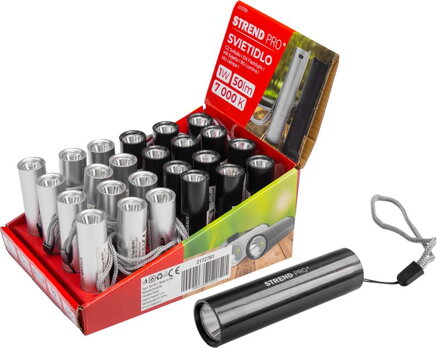 Svietidlo Strend Pro Flashlight NX1051, 50 lm, USB nabíjanie, čierna/strieborná, 77x19 mm, Sellbox 24 ks Svietidlo Strend Pro Flashlight NX1051, 50 lm, USB nabíjanie, čierna/strieborná, 77x19 mm, Sellbox 24 ks