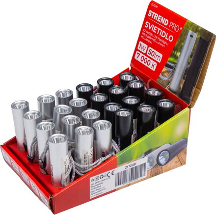 Svietidlo Strend Pro Flashlight NX1051, 50 lm, USB nabíjanie, čierna/strieborná, 77x19 mm, Sellbox 24 ks Svietidlo Strend Pro Flashlight NX1051, 50 lm, USB nabíjanie, čierna/strieborná, 77x19 mm, Sellbox 24 ks