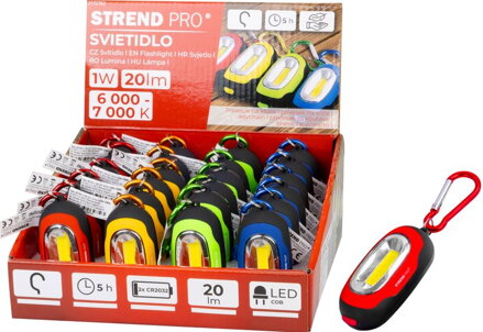 Svietidlo Strend Pro Keychain, kľúčenka, prívesok, s karabinkou, mix farieb, LED 20 lm, 70x34x24 mm, Sellbox 24 ks