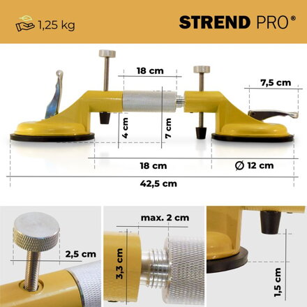 Držiak skla Strend Pro, prísavný, 2-kupolový, prísavka, nivelačná pomôcka na dlažbu a obklady, max. 80 kg Držiak skla Strend Pro, prísavný, 2-kupolový, prísavka, nivelačná pomôcka na dlažbu a obklady, max. 80 kg