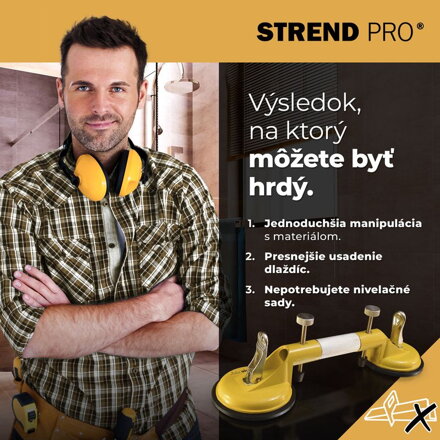 Držiak skla Strend Pro, prísavný, 2-kupolový, prísavka, nivelačná pomôcka na dlažbu a obklady, max. 80 kg Držiak skla Strend Pro, prísavný, 2-kupolový, prísavka, nivelačná pomôcka na dlažbu a obklady, max. 80 kg