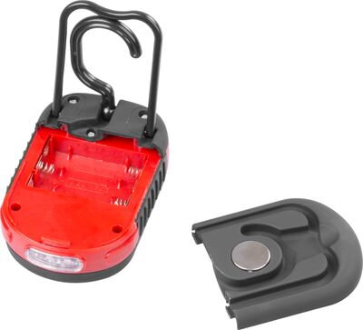 Svietidlo Strend Pro Worklight, prívesok, LED 200 lm, magnet, s klipsou, červená/modrá, 3x AAA, Sellbox 12 ks