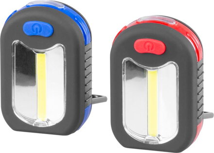 Svietidlo Strend Pro Worklight, prívesok, LED 200 lm, magnet, s klipsou, červená/modrá, 3x AAA, Sellbox 12 ks