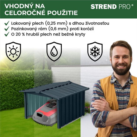Domček Strend Pro, na robotickú kosačku, garáž, plech, antracit, 86x88x60 cm Domček Strend Pro, na robotickú kosačku, garáž, plech, antracit, 86x88x60 cm