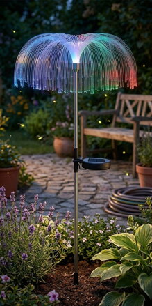 Lampa Strend Pro Garden Meduse, solárna, fiber vlákna, meniaca farbu, 75 cm