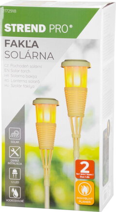 Lampa Strend Pro Garden, fakľa, solárna, hnedá, 12x LED, 12x12x167 cm, bal. 2 ks Lampa Strend Pro Garden, fakľa, solárna, hnedá, 12x LED, 12x12x167 cm, bal. 2 ks