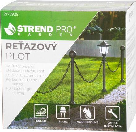 Lampa Strend Pro Garden, reťaz, ohrada, plot do záhrady, 2x solárne svietidlo, 1x LED, 16,5x16,5x71,5 cm Lampa Strend Pro Garden, reťaz, ohrada, plot do záhrady, 2x solárne svietidlo, 1x LED, 16,5x16,5x71,5 cm