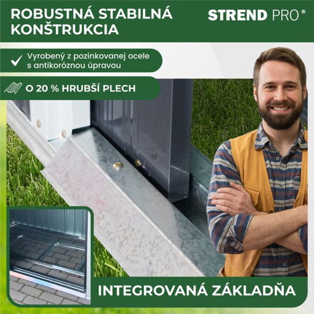 Domček Strend Pro, záhradný, plech, antracit, so základňou, 217 x 110 x 174  cm