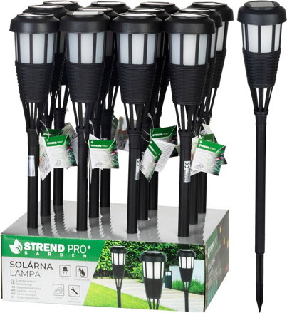 Lampa Strend Pro Garden, fakľa, solárna, čierna, 6x LED, 7,5x51 cm, Sellbox 12 ks Lampa Strend Pro Garden, fakľa, solárna, čierna, 6x LED, 7,5x51 cm, Sellbox 12 ks