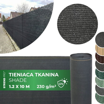 Tkanina SHADE.NET 1,2x10 m, 230 g/m2, antracit, 95%