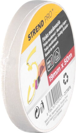 Páska Strend Pro, 19 mm, L-50 m, Krep, maliarska, maskovacia, lepiaca, biela