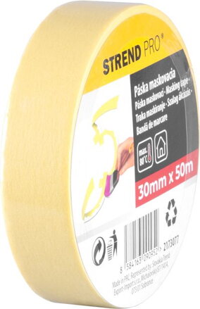 Páska Strend Pro, 30 mm, L-50 m, 80°C, maliarska, maskovacia, lepiaca, žltá