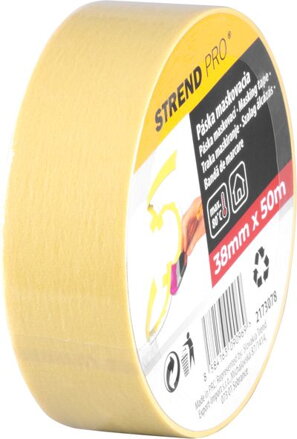 Páska Strend Pro, 38 mm, L-50 m, 80°C, maliarska, maskovacia, lepiaca, žltá