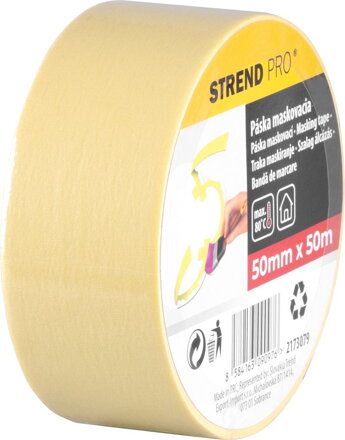Páska Strend Pro, 50 mm, L-50 m, 80°C, maliarska, maskovacia, lepiaca, žltá