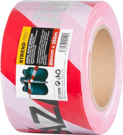 Páska Strend Pro, 80 mm, L-250 m, výstražná, červená/biela, ČESKÝ nápis "VSTUP ZAKÁZÁN"