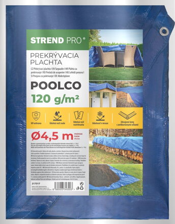 Plachta Tarpaulin Poolco 4,5 m ,120 g/m, okrúhla