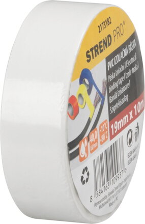 Páska Strend Pro, 19 mm, L-10 m, max. 80°C, 600V, biela, izolačná, lepiaca, PVC, bal. 10 ks