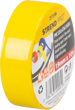 Páska Strend Pro, 19 mm, L-10 m, max. 80°C, 600V, žltá, izolačná, lepiaca, PVC, bal. 10 ks
