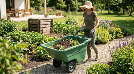 Vozík Handy, 780x560x400 mm, plastový, záhradný, max. 50 kg, 90 lit