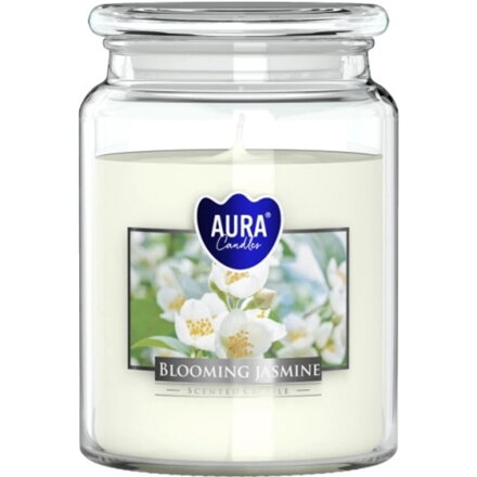 Sviečky AURA, v skle, kvitnúci jazmín, 100h, 500g