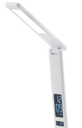 Lampa Strend Pro, stolná, LED, bezdrôtové nabíjanie, voľba intenzity svetla, s displejom, hodiny, budík, teplomer, 4 W, biela