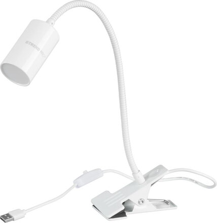 Lampa Strend Pro, stolná, s klipsou na uchytenie, Alu, biela, USB, 41 cm