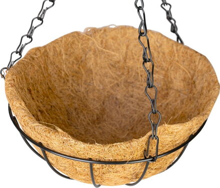 Vešiak Strend Pro, držiak na kvetináč, oceľ/kokos, visiaci, s retiazkou a háčikom, 20 cm