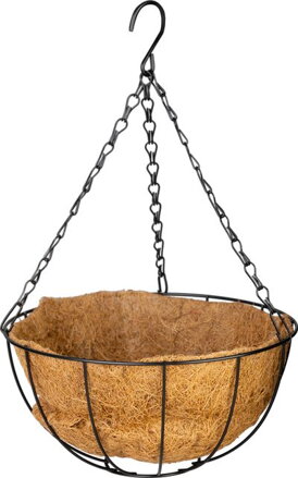 Vešiak Strend Pro, držiak na kvetináč, oceľ/kokos, visiaci, s retiazkou a háčikom, 25 cm