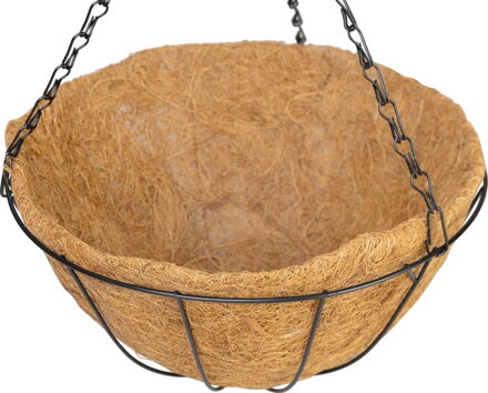 Vešiak Strend Pro, držiak na kvetináč, oceľ/kokos, visiaci, s retiazkou a háčikom, 30 cm