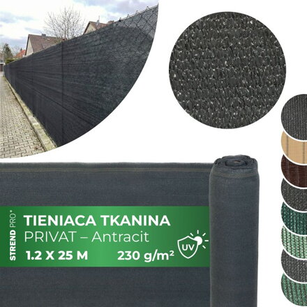 Tkanina tieniaca PRIVAT.NET 1,2x25 m, sieť, HDPE, UV, 230 g/m2, 95% antracit