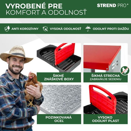 Hniezdo Strend Pro, znáškové, pre hydinu, 3 komorové, kovové, 86x38,5x17,5 cm, pre 3 nosnice