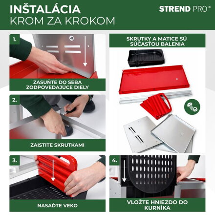 Hniezdo Strend Pro, znáškové, pre hydinu, 3 komorové, kovové, 86x38,5x17,5 cm, pre 3 nosnice