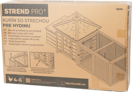 Kurín Strend Pro, pre hydinu, so strechou, 196x76.5x98 cm