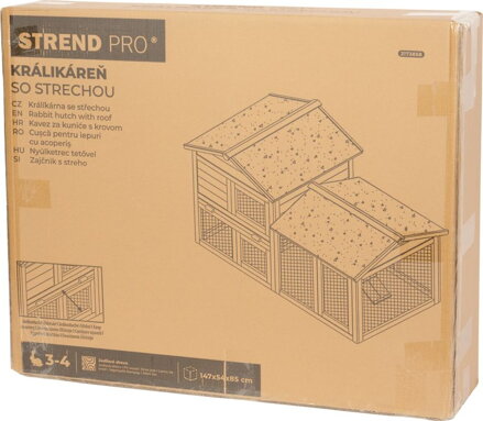 Králikáreň Strend Pro, so strechou, 147x54x85 cm