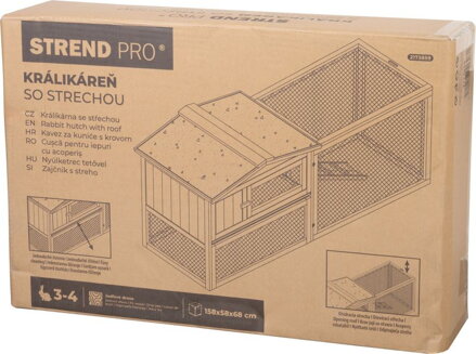 Králikáreň Strend Pro, so strechou, 158x58x68 cm