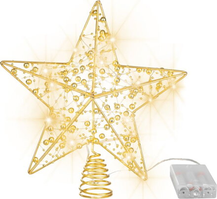 Hviezda MagicHome Vianoce, plast, 10xLED teplá biela, 25 cm, 2xAA