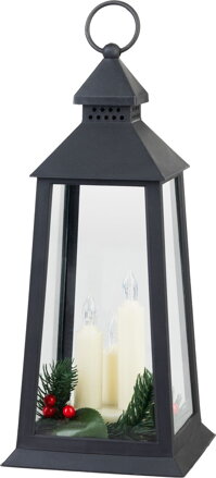 Lampáš MagicHome Vianoce, plast, čierny, 3xLED žltá, 14x14x35 cm, 3xAAA
