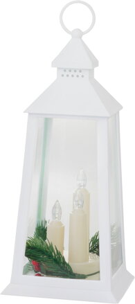 Lampáš MagicHome Vianoce, plast, biely, 3xLED žltá, 14x14x35 cm, 3xAAA