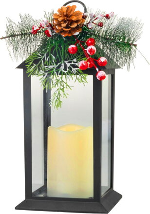 Lampáš MagicHome Vianoce, plast, čierny, 1xLED žltá, 14x14x32.2 cm, 3xAAA